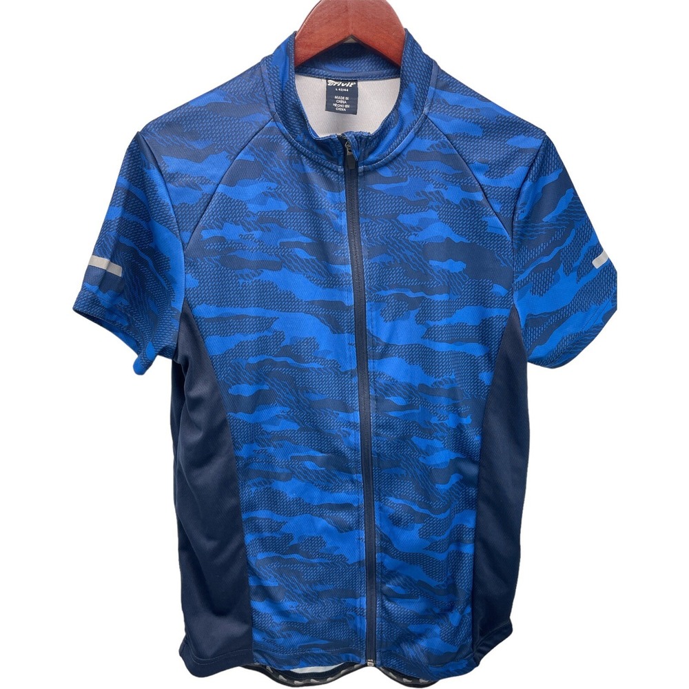Crivit Women's Large Blue Camo Cycling Biking‎ Four Pocket Jersey